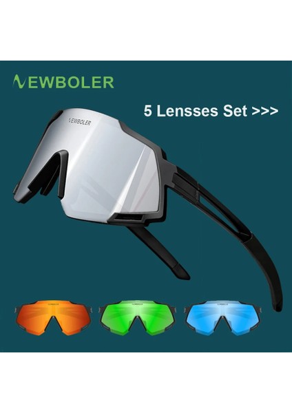 Sadece Mavi Lens Stili Newboler 5 Lensler Bisiklet Güneş Gözlükleri Polarize Mtb Yol Bisikleti Gözlük Açık Spor Güneş Gözlüğü Bisiklet Gözlükleri Erkek Kadınlar Için (Yurt Dışından)