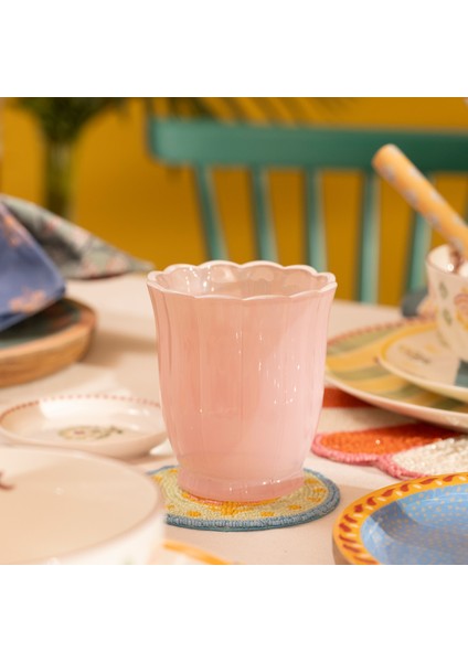 Loess Cam Su Bardağı 380 ml Pembe