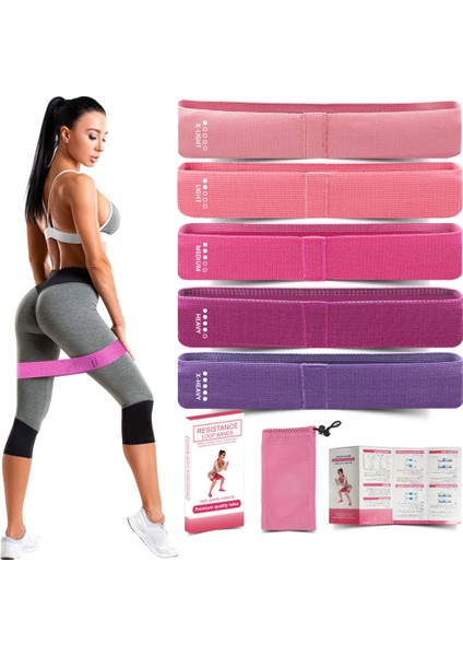 Gül 25-30LB-1 Adet Tarzı 5 Direnç Seviyeleri Egzersiz Direnci Kumaş Döngü Bantları Set Kaymaz Egzersiz Kalça Eğitim Bandı Ev Spor Salonu Için Fitness Ekipmanları (Yurt Dışından)