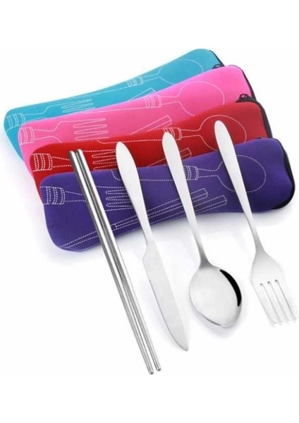 Siyah Stil Et Paslanmaz Çelik Çatal Bıçak Takımları Açık Kamp Sofra Takımı Seti Çatalkaşıkbıçakchopsticks Cep Gereçleri Sofra Takımı (Yurt Dışından) fırsatları