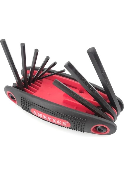 Kırmızı Stil 9in1 Allen Anahtarı Seti Altıgen Anahtar Katlama Onarım Aracı Okçuluk Bileşik Olimpik Yay Çekim Avcılık Aksesuarları (Yurt Dışından)