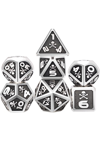 SB19 Stili Kafatası ve Kemikler Trpg Dnd Zar Oyunları Için Büyük Boy Metal Zar Seti D4 D6 D8 D10 D% D12 D20 (Yurt Dışından)