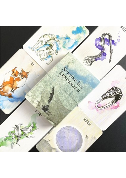 MTT08 Stili Scrying Ink Lenormand Bir Güverte 36 Kartlı Cep Boyutunda Güverte Tarot ve Oracle Rider Tarot Paketi Melekler ve Atalar (Yurt Dışından) fırsatları