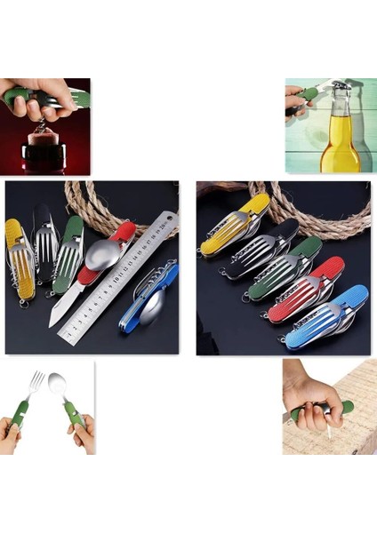 Siyah Yeşil Stil 2021 Sıcak Satış Çok Fonksiyonlu Katlanabilir Cep Paslanmaz Çelik Açık Kamp Gereçleri Bıçak Çatal Kaşık Sofra Parçaları (Yurt Dışından) modelleri