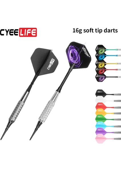 Sarı Stil Cyeelife G Elektronik Yumuşak Dart Profesyonel Dart Uçuşu 2ba Vidalı Naylon Yumuşak Uçlu (Yurt Dışından)