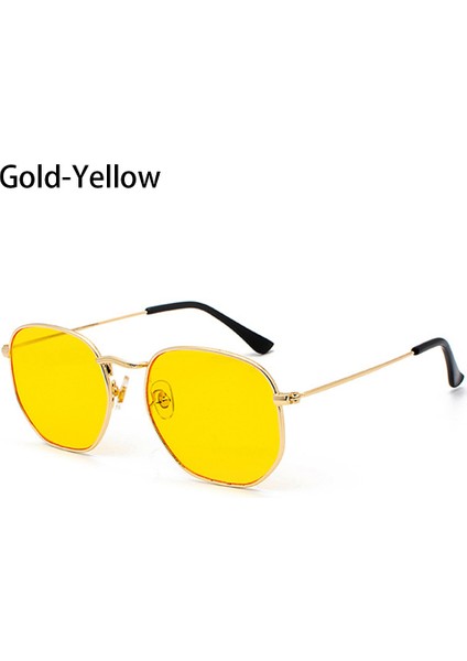 Altın-Sarı Tarzı 2021 Vintage Güneş Gözlüğü Erkekler Kare Metal Çerçeve Güneş Gözlüğü Pilot Ayna Klasik Retro Güneş Gözlükleri Kadınlar Lüks Yaz Gözlük (Yurt Dışından)