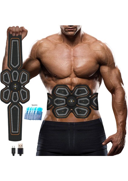 Abs Stimülatörü Kas Toneri Ems Basın Eğitmeni Karın Elektrostimülasyonu USB Şarjlı Fitness Ev Egzersizi Kas Tonlama Kemeri (Yurt Dışından)