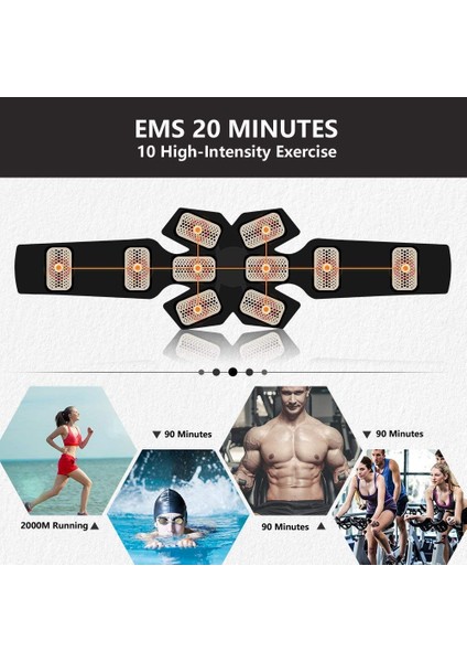 Abs Stimülatörü Kas Toneri Ems Basın Eğitmeni Karın Elektrostimülasyonu USB Şarjlı Fitness Ev Egzersizi Kas Tonlama Kemeri (Yurt Dışından) modelleri