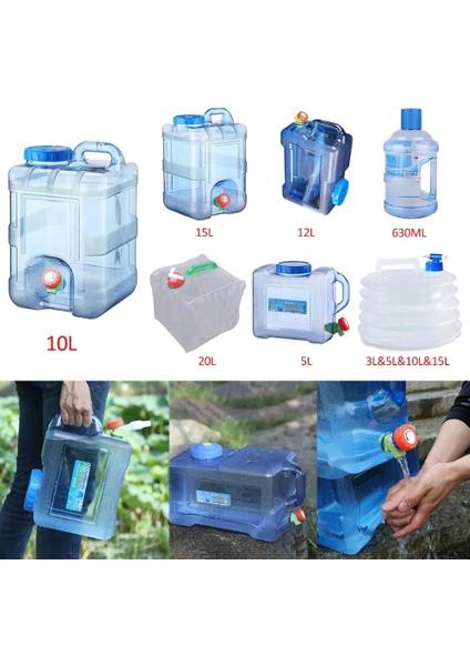10L Tarzı Ll Kapasiteli Açık Su Konteyner Su Deposu Taşınabilir Sürüş Su Kovası Konteyner Kamp Yürüyüşü Için Musluklu (Yurt Dışından) fırsatları