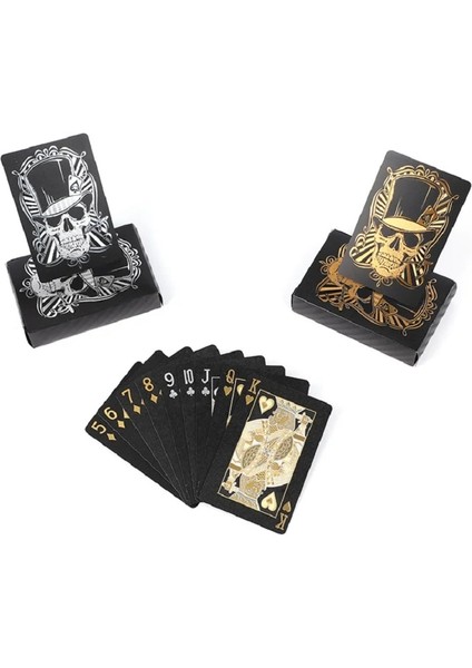No.1 Tarzı Siyah Folyo Pet Moda Kişilik Plastik Siyah Renk Kafatası Oyun Kartı Poker Su Geçirmez Oyun Kartı Masa Oyunu (Yurt Dışından) fiyatları