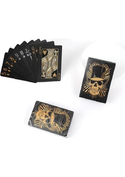 No.1 Tarzı Siyah Folyo Pet Moda Kişilik Plastik Siyah Renk Kafatası Oyun Kartı Poker Su Geçirmez Oyun Kartı Masa Oyunu (Yurt Dışından) fırsatları