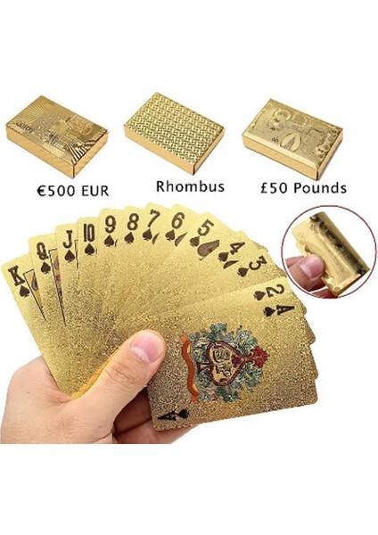 C Stili Moda Su Geçirmez Altın Renk Poker Kartları Muhteşem Lüks Folyo Kaplama Ekose Oyun Kartları Güverte Sihirli Kart Parti Oyunlarımodel (Yurt Dışından) fiyatları