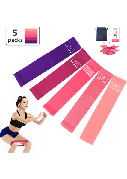 Tpe-5 Adet Tarzı Fitness Direnç Bantları Çevre Dostu Yüksek Li Yoga Elastik Germe Germe Egzersiz Döngüsü Direnç Bantları (Yurt Dışından) fiyatları