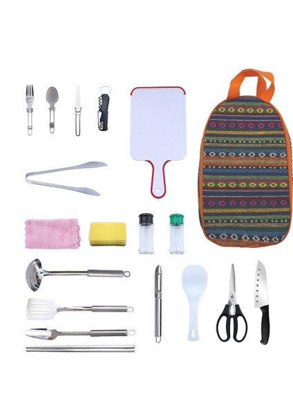 Turuncu Çanta Stili Pişirme Aletleri Seti Çatal Bıçak Gereç Veya Kaşık Tencere Seti Outdoor Amping Pişirme Gereçleri Sofra Takımı (Yurt Dışından) fiyatları