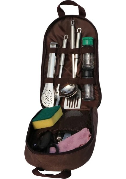 Turuncu Çanta Stili Pişirme Aletleri Seti Çatal Bıçak Gereç Veya Kaşık Tencere Seti Outdoor Amping Pişirme Gereçleri Sofra Takımı (Yurt Dışından) fırsatları