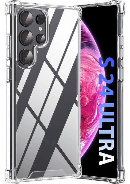 Samsung Galaxy S24 Ultra Uyumlu Kenar ve Darbe Korumalı Anti Shock Darbe Emici Şeffaf Silikon Tpu Clear Kılıf Transparent