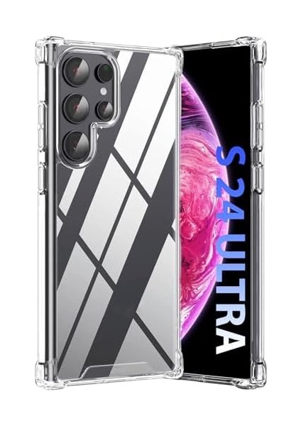 Samsung Galaxy S24 Ultra Uyumlu Kenar ve Darbe Korumalı Anti Shock Darbe Emici Şeffaf Silikon Tpu Clear Kılıf Transparent