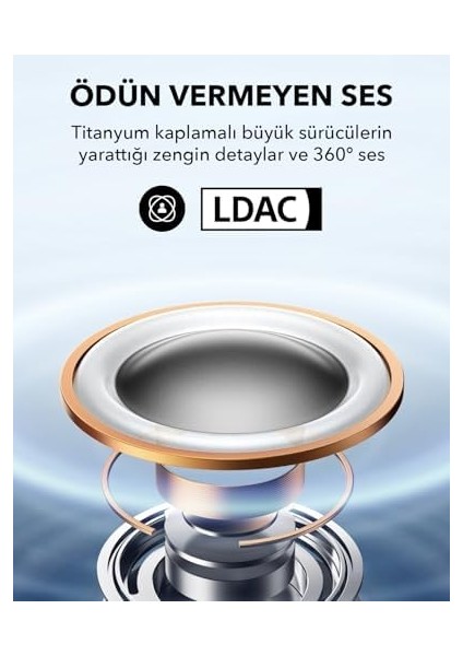 , Aerofit Pro, Güvenli Uyum, Ergonomik Tasarım, Ldac ile Zengin Ses, Bluetooth 5.3, Ipx5 Suya Dayanıklı, 46 Saat Çkablosuz Kulaklıklar, Beyaz