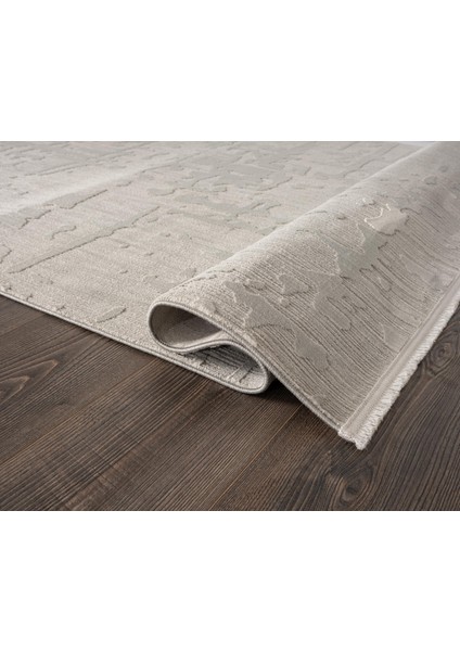 Tablo TL010A Gri Halı Geometrik Desen Antialerjik Pamuk Taban Yıkanabilir Salon Halısı Yatak Odası