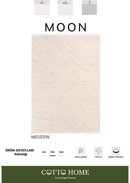 Moon MO103W Krem Halı Modern Hardal Detaylı Akrilik Pamuk Taban Salon Halısı Yatak Odası Koridor fiyatları