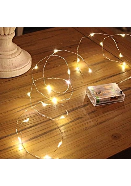 LED Peri Işıkları Pille Çalışır, 1 Paket Mini Pille Çalışan Bakır Tel Yıldızlı Peri Işıkları Yatak Odası, Noel, Partiler, Düğün, Orta Parça, Dekorasyon Için (5 M/16 Ft Sıcak Beyaz)