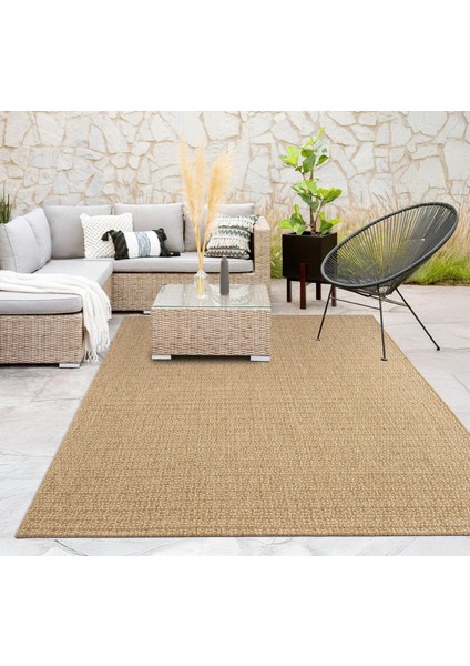 Tiora TI004A Bej Jüt Halı Naturel Sisal Örme Hasır Modern Yıkanabilir Dayanıklı Tozu Yok