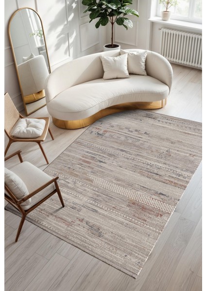Armony AR017G Renkli Halı Modern Desenli Akrilik Pamuk Taban Tozu Az Salon Halısı Yatak Odası