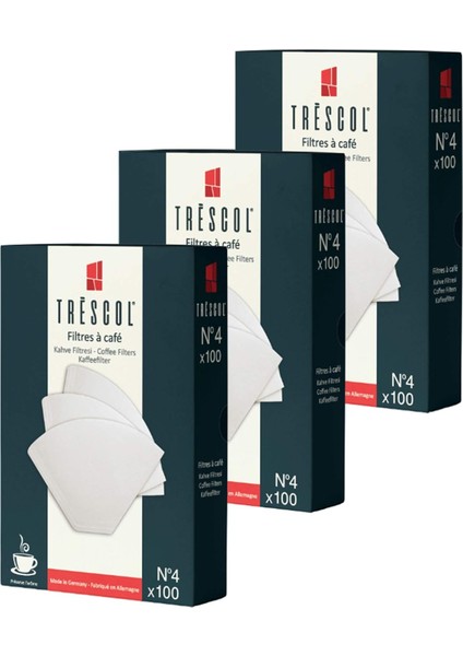Kahve Filtresi 4 Numara (Büyük Boy) Beyaz Kağıt 3X100 300'LÜ Paket