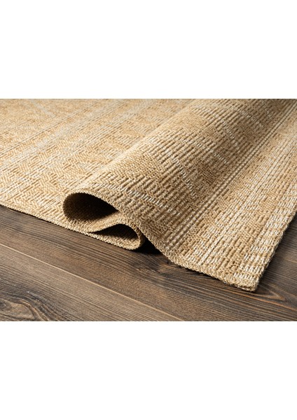 Tiora TI007A Bej Jüt Halı Naturel Sisal Örme Hasır Modern Yıkanabilir Dayanıklı Tozu Yok