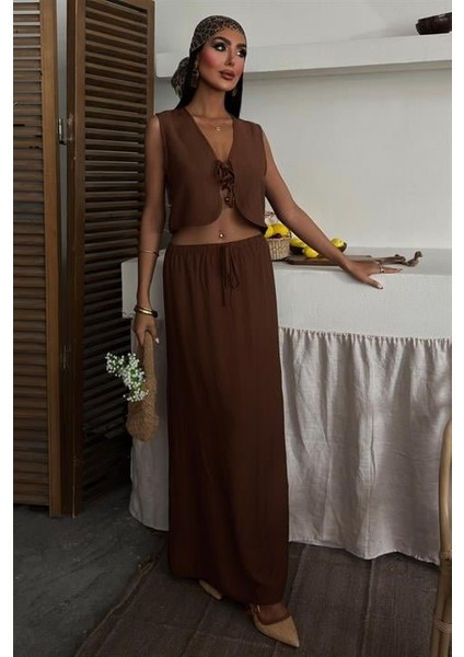 Yelek Önden Bağlamalı Uzun Etekli Takım indirimleri