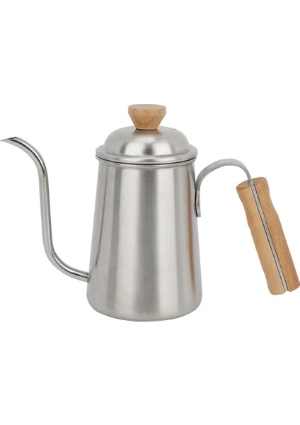 1.2l Şekillendirme 650ML Kalınlaşmış Paslanmaz Çelik Gooseneck Bacalı Kahve Su Isıtıcısı, Ahşap Saplı Uzun Ince Boyun Ev Kamp El Damla (Yurt Dışından)