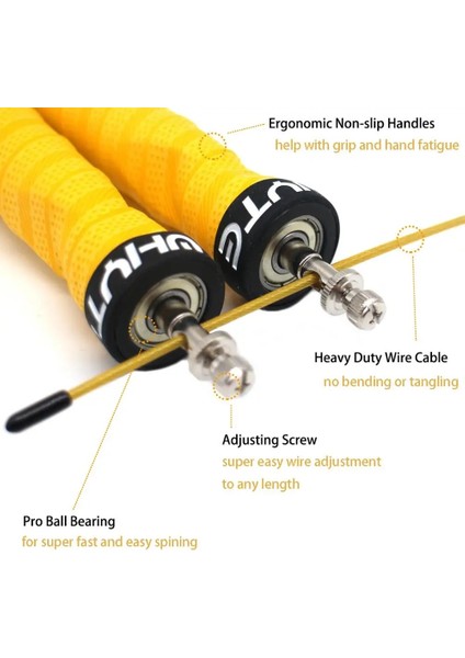 Sarı Stil Crossfit Atlama Ipi Ağırlıklı Hız Ip Atlama Ipi Ekstra Kablolu Ayarlanabilir Tel Bilyalı Rulmanlar Kaymaz Sap (Yurt Dışından) modelleri