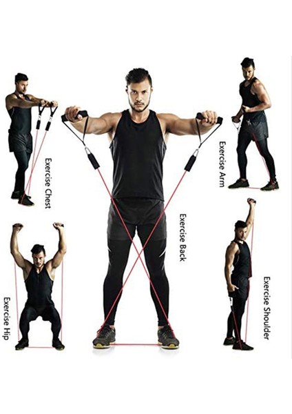 Siyah Stil 5 Seviye Çekme Halatı Fitness Egzersizleri Kolları ile Direnç Bantları Yoga Elastik Halat Eğitmeni Gym Fitness Band Güç Eğitimi (Yurt Dışından) modelleri