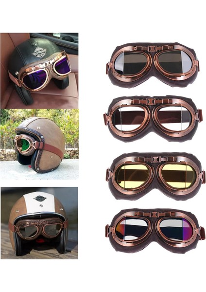 Sarı Lensler 1 Stil Yüksek Li Vintage Motosiklet Gözlükleri Retro Pilot Gözlüğü Motor Koruyucu Dişliler Cruiser Cafe Scooter Için Toz Geçirmez Gözlük (Yurt Dışından)
