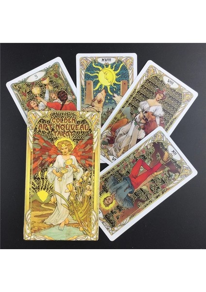 78 Adet TT34 Tarzı Altın Art Nouveau Tarot Tarot Kartları Masa Oyunu Kartları Ingilizce Kehanet Tarot Tatil Aile Hediye Parti Oyun Kartı (Yurt Dışından) fırsatları