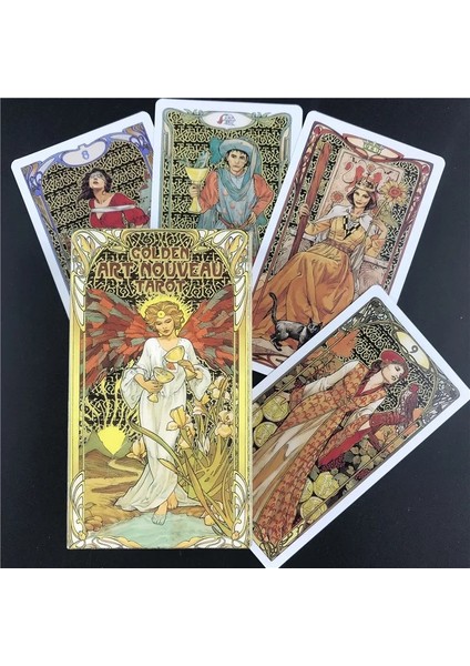 78 Adet TT34 Tarzı Altın Art Nouveau Tarot Tarot Kartları Masa Oyunu Kartları Ingilizce Kehanet Tarot Tatil Aile Hediye Parti Oyun Kartı (Yurt Dışından) indirimleri