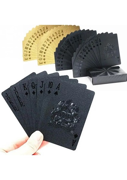Kırmızı Stil 24 K Altın Poker Oyun Grubu Altın Folyo Poker Seti Plastik Kart Su Geçirmez Kart Magic Aile ve Arkadaşların Oynaması Için Uygun (Yurt Dışından)