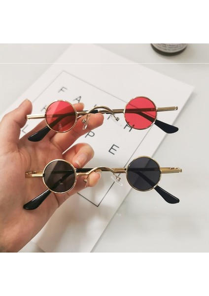 Mavi Stil Retro Mini Güneş Gözlüğü Yuvarlak Erkekler Metal Çerçeve Altın Siyah Kırmızı Küçük Yuvarlak Çerçeveli Güneş Gözlükleri Kadınlar Için Göz Bakımı Aksesuarları (Yurt Dışından)