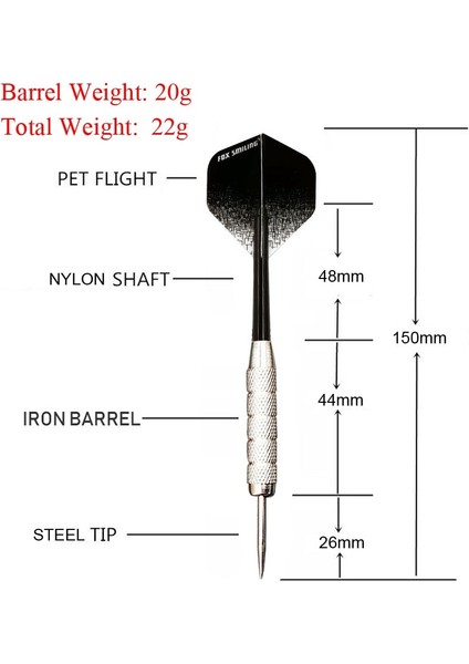 Altın 18G B Stili Fox Gülen G 22G Çelik Uçlu Dart Gümüş Altın Fıçı Güzel Uçuşlarla (Yurt Dışından) fırsatları