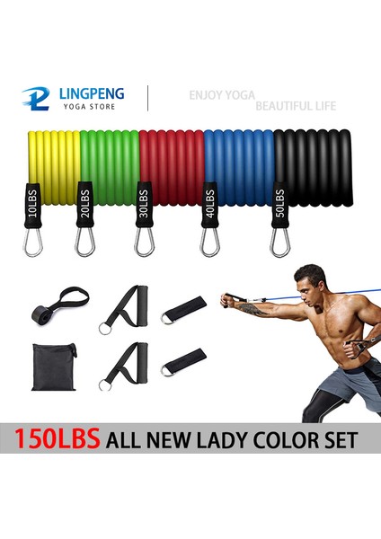 150LBS Renkli Seta Stili 250LBS Direnç Egzersiz Bantları Kapı Çapa Kolları ile 5 Tüp Set Kas Eğitimi Ev Egzersizleri Için Çanta Ayak Bileği Askıları (Yurt Dışından)