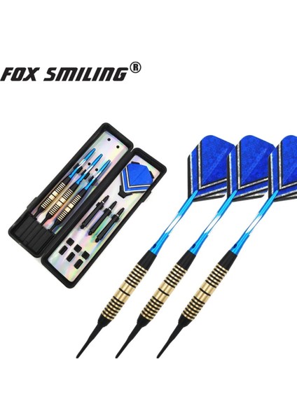 Mavi Stil Fox Gülen Profesyonel Elektronik Pirinç Yumuşak Uçlu Dart Alüminyum Alaşımlı Mil Mor Renkli 18G Dart (Yurt Dışından)