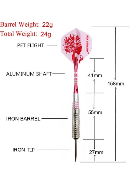 B Tarzı Fox Gülen Dart Kapalı Profesyonel Dart Tahtası Oyunları Için 24G Pembe Çelik Ucu Dart (Yurt Dışından)
