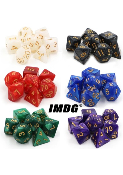 Yeşil Stil Imdg ve Yaratıcı Rpg Oyunu Zar Çokyüzlü Akrilik Zar Dnd Inci Desenli Dijital Oyun Zar Çantalı (Yurt Dışından)