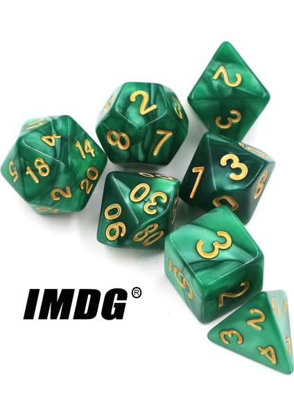 Yeşil Stil Imdg ve Yaratıcı Rpg Oyunu Zar Çokyüzlü Akrilik Zar Dnd Inci Desenli Dijital Oyun Zar Çantalı (Yurt Dışından)
