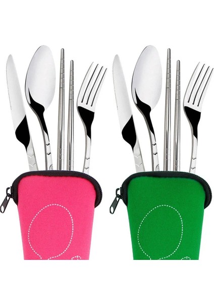 Gök Mavisi Tarzı Et Paslanmaz Çelik Çatal Kaşık Yemek Çubukları Seyahat Kamp Çatal Bıçak Takımları Sofra Takımı Ed-G (Yurt Dışından) fırsatları