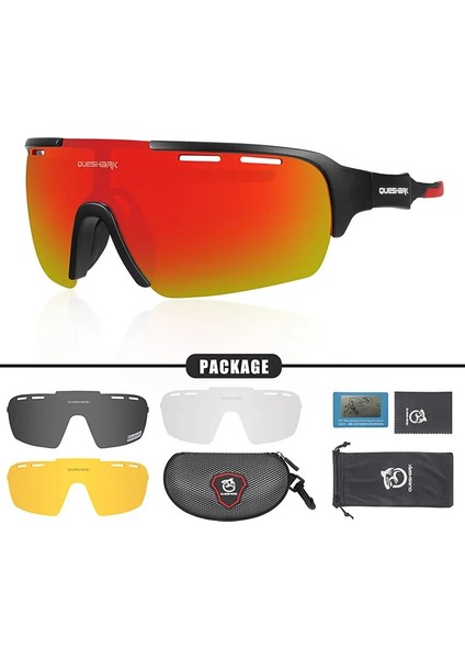 Siyah Kırmızı-4 Tarzı Queshark Kadın Erkek Polarize Bisiklet Güneş Gözlüğü Spor Mtb Bisiklet Gözlük Sürme Yol Uv Ayna Bisiklet Gözlük Gözlük QE43 (Yurt Dışından)