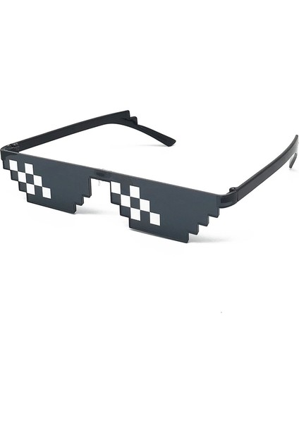 Siyah Stil Fashion Glasses Meme Shades 8 Bit Pixelated Unisex Güneş Gözlüğü (Yurt Dışından)