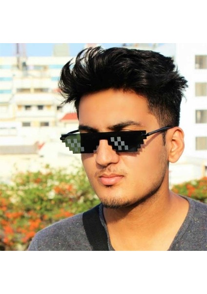 Siyah Stil Fashion Glasses Meme Shades 8 Bit Pixelated Unisex Güneş Gözlüğü (Yurt Dışından) modelleri