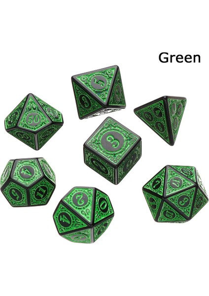 A -Yeşil Stil 7-Die Çok Taraflı Zar Seti Oyunu Zar Trpg Dnd Çokyüzlü D4 D6 D8 D10 D12 D20 Zar Tahta Kart Oyunu Matematik Oyunu Aksesuarları (Yurt Dışından)