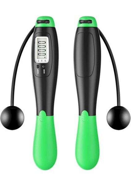 Siyah Yeşil Tarzı Akülü Elektronik Ip Atlama Ipi Gym Fitness Akülü Atlama Akıllı Atlama Ipi LCD Ekranlı Sayma Hızı Atlama Sayacı (Yurt Dışından)